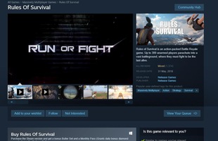 Rules Of Survival đã xuất hiện trở lại với hệ thống Steam