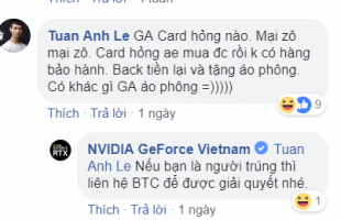 Trúng card 1070 trên page Nvidia Việt Nam nhưng vớ phải card hỏng và được tư vấn đổi thành… áo?