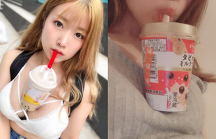 Trào lưu mới siêu bổ mắt của các hot girl Nhật Bản: Thử thách uống trà sữa bằng ngực 