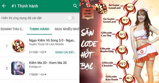 Chiếm top 1 trending của Google Play trước giờ ra mắt – Ngạo Kiếm Vô Song 5.0 có sử dụng “chiêu trò”?