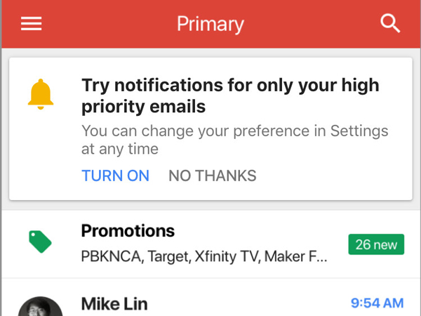 AI báo thư điện tử quan trọng cho Gmail trên iOS