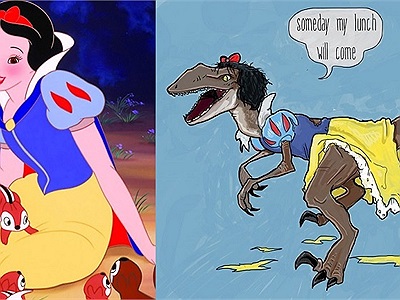 Khi các nàng công chúa Disney kiêu sa bị nhấn nút biến thành...khủng long ăn thịt
