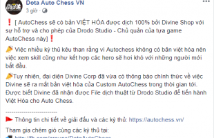 Dota Auto Chess sẽ có bản Việt hóa được dịch 100% bởi Divine Shop và Drodo Studio