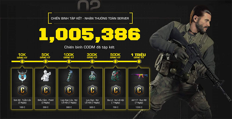 Call of Duty: Mobile VN đã vượt mốc 1 triệu lượt đăng ký tải game