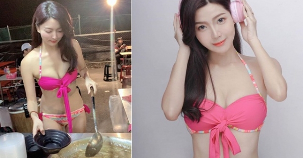 Ế ẩm vì Covid - 19, hot girl Đài Loan diện bikini bán mì thịt hút khách