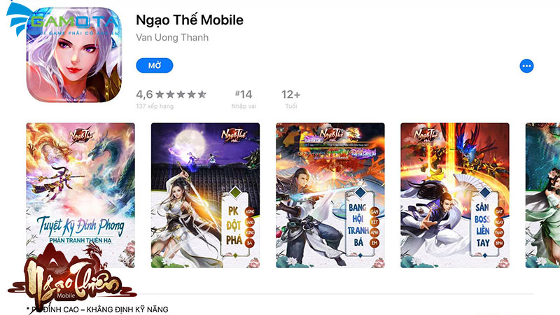 Ngạo Thiên Mobile chính thức đổ bộ lên App Store với tên mới Ngạo Thế Mobile