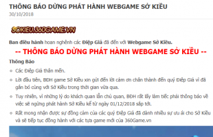 Game thủ Việt bức xúc khi Webgame Sở Kiều bất ngờ thông báo sau chưa đầy 1 năm ra mắt